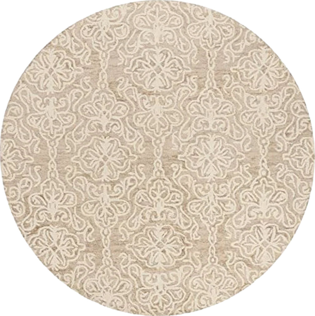 SAFAVIEH Blossom Collection 10' Round Beige/Ivory BLM112B Handmade Wool Area Rug - 10′0″x10′0″