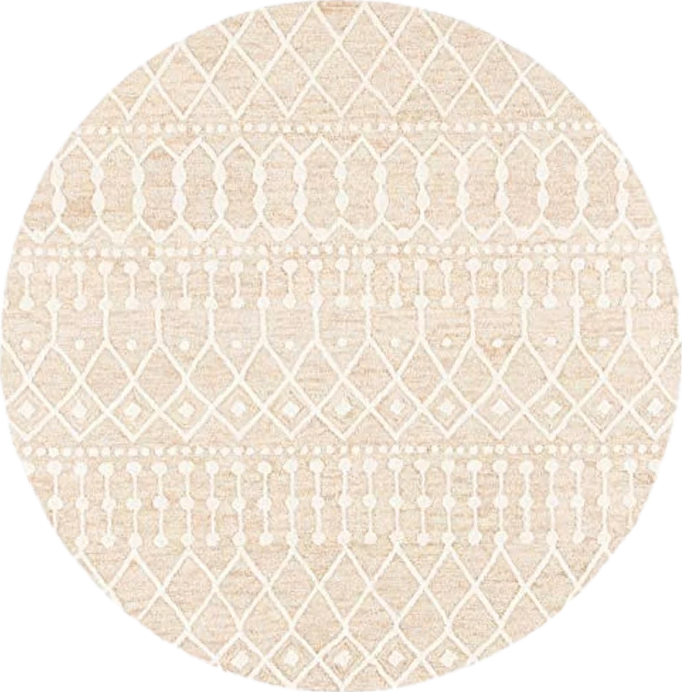 SAFAVIEH Blossom Collection 6' Round Beige/Ivory BLM115B Handmade Moroccan Premium Wool Area Rug - 6′0″x6′0″