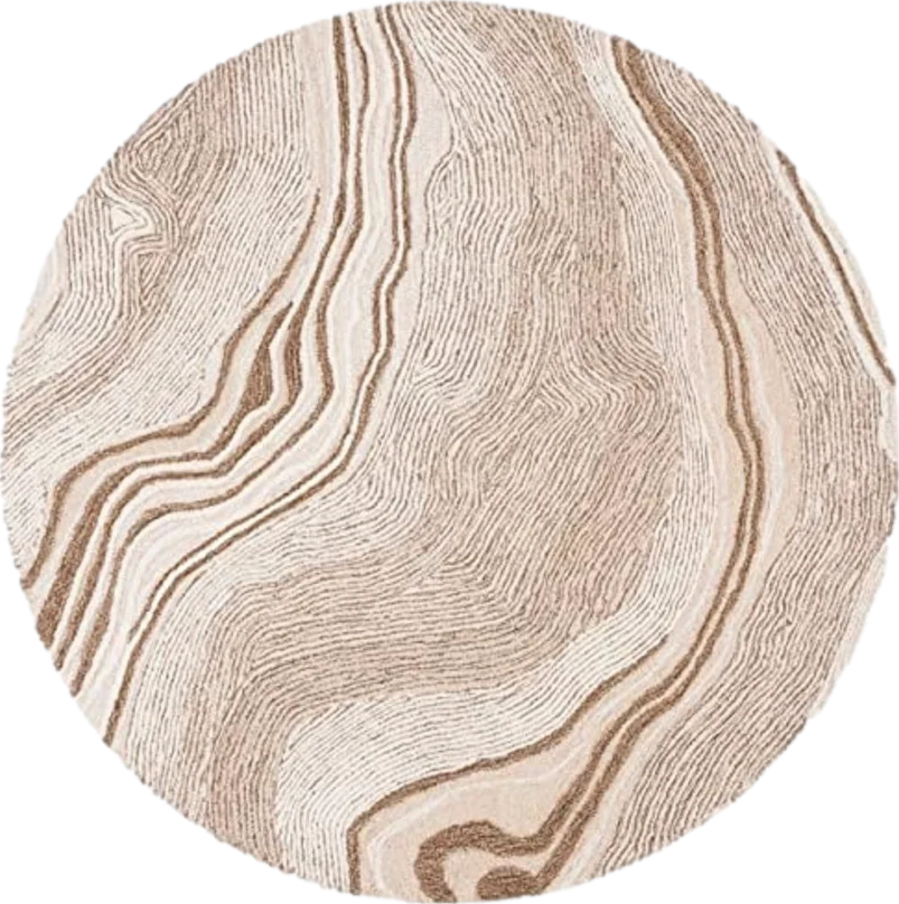 SAFAVIEH Fifth Avenue Collection Area Rug - 8' Round, Beige & Ivory, Handmade Mid-Century Modern Abstract New Zealand Wool, Ideal for High Traffic Areas in Living Room, Bedroom (FTV121B) - 8′0″x8′0″
