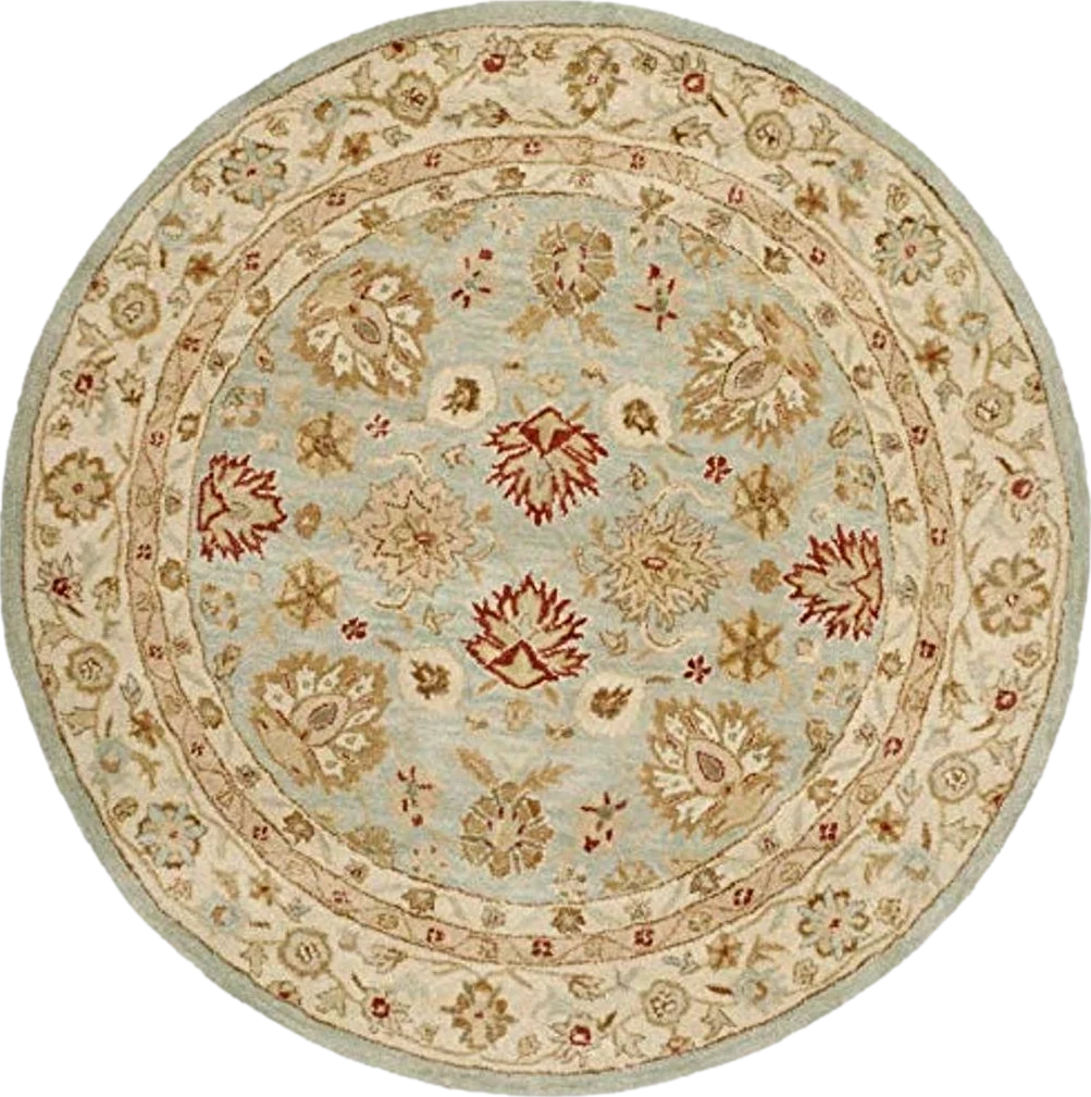 SAFAVIEH Antiquity Collection Area Rug - 10' Round, Grey Blue & Beige, Handmade Traditional Oriental Wool, Ideal for High Traffic Areas in Living Room, Bedroom (AT822A) - 10′0″x10′0″