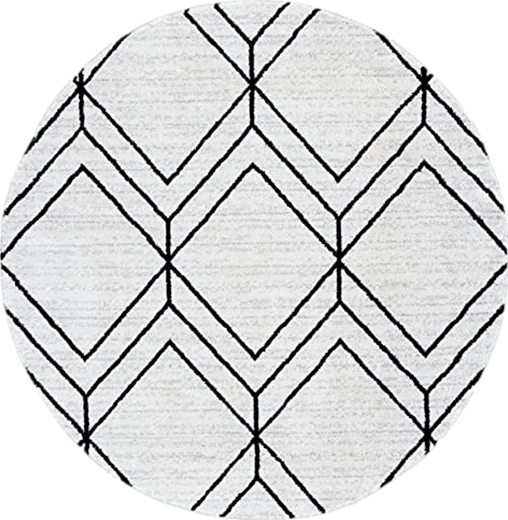 SAFAVIEH Adirondack Collection Area Rug - 8' Round, Ivory & Black, Modern Geometric Design, Non-Shedding & Easy Care, Ideal for High Traffic Areas in Living Room, Bedroom (ADR241A) - 8′0″x8′0″
