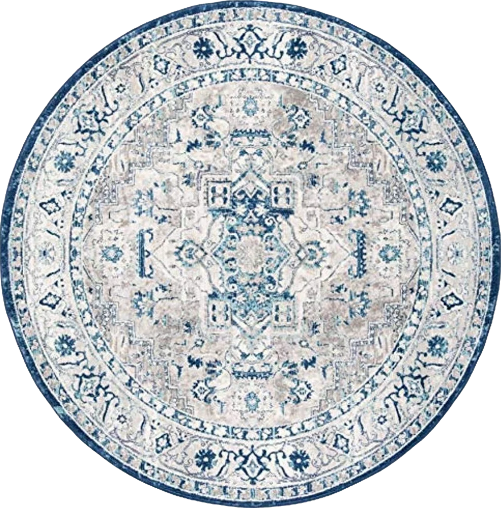 SAFAVIEH Brentwood Collection 11' Round Light Grey/Blue BNT851G Medallion Distressed Non-Shedding Dining Room Entryway Foyer Living Room Bedroom Area Rug - 11′0″x11′0″