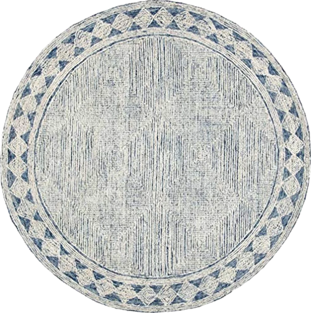 SAFAVIEH Abstract Collection 8' Round Ivory/Navy ABT349N Handmade Premium Wool Entryway Foyer Living Room Bedroom Kitchen Area Rug - 8′0″x8′0″