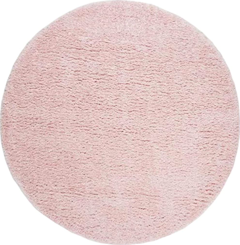 SAFAVIEH Madrid Shag Collection 6'7" Round Blush MDG256U Solid Non-Shedding Living Room Bedroom Dining Room Entryway Plush 1.6-inch Thick Area Rug - 6′7″x6′7″