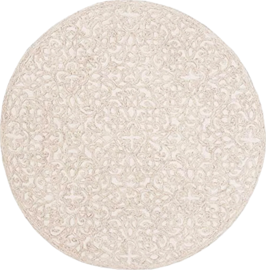 SAFAVIEH Trace Collection 6' Round Camel / Ivory TRC103E Handmade Premium Wool Area Rug - 6′0″x6′0″
