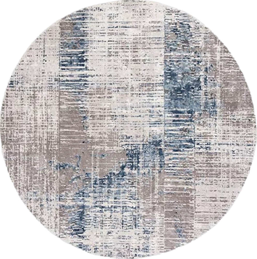 SAFAVIEH Craft Collection 6'7" Round Grey/Blue CFT874F Modern Abstract Non-Shedding Dining Room Entryway Foyer Living Room Bedroom Area Rug - 6′8″x6′8″