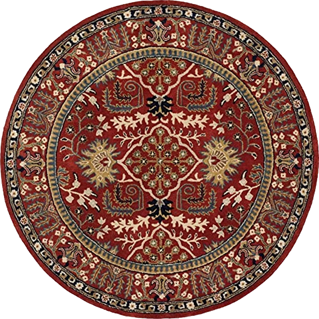 SAFAVIEH Antiquity Collection 6' Round Red / Multi AT64A Handmade Traditional Oriental Premium Wool Area Rug - 6′0″x6′0″