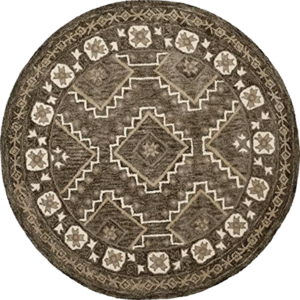 SAFAVIEH Bella Collection 5' Round Brown / Taupe BEL672A Handmade Premium Wool Area Rug - 5′0″x5′0″