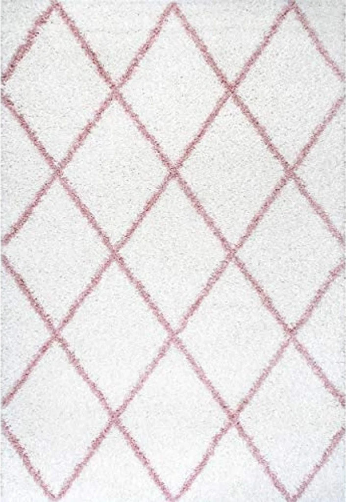 nuLOOM Tess Moroccan Shag Area Rug - 9x12 Shag Area Rug Modern/Contemporary Pink/Ivory Rugs for Living Room Bedroom Dining Room Nursery - 8′10″x12′0″