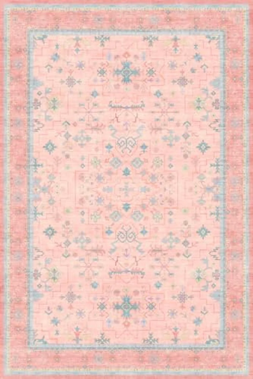 Hazo Haus Pink Rugs for Bedroom Girls, 6x9 Washable Area Rug for Living Room Kids Playroom Nursery Room, Non-Slip Rubber Backing Stain Resistant Room Decor Indoor (6x9 Pink) - 6′0″x9′0″