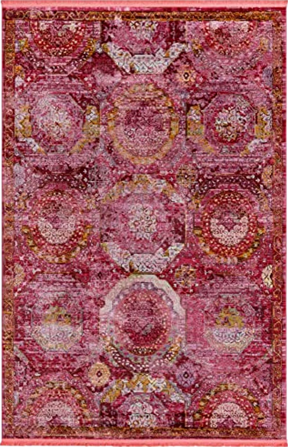 Unique Loom Baracoa Collection Area Rug - Coppelia (6' x 9' Rectangle, Pink/ Ivory) - 6′0″x9′0″
