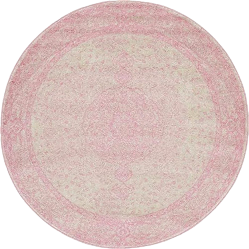 Unique Loom Bromley Collection Area Rug - Midnight (5' 1" Round Pink/Ivory) - 5′1″x5′1″