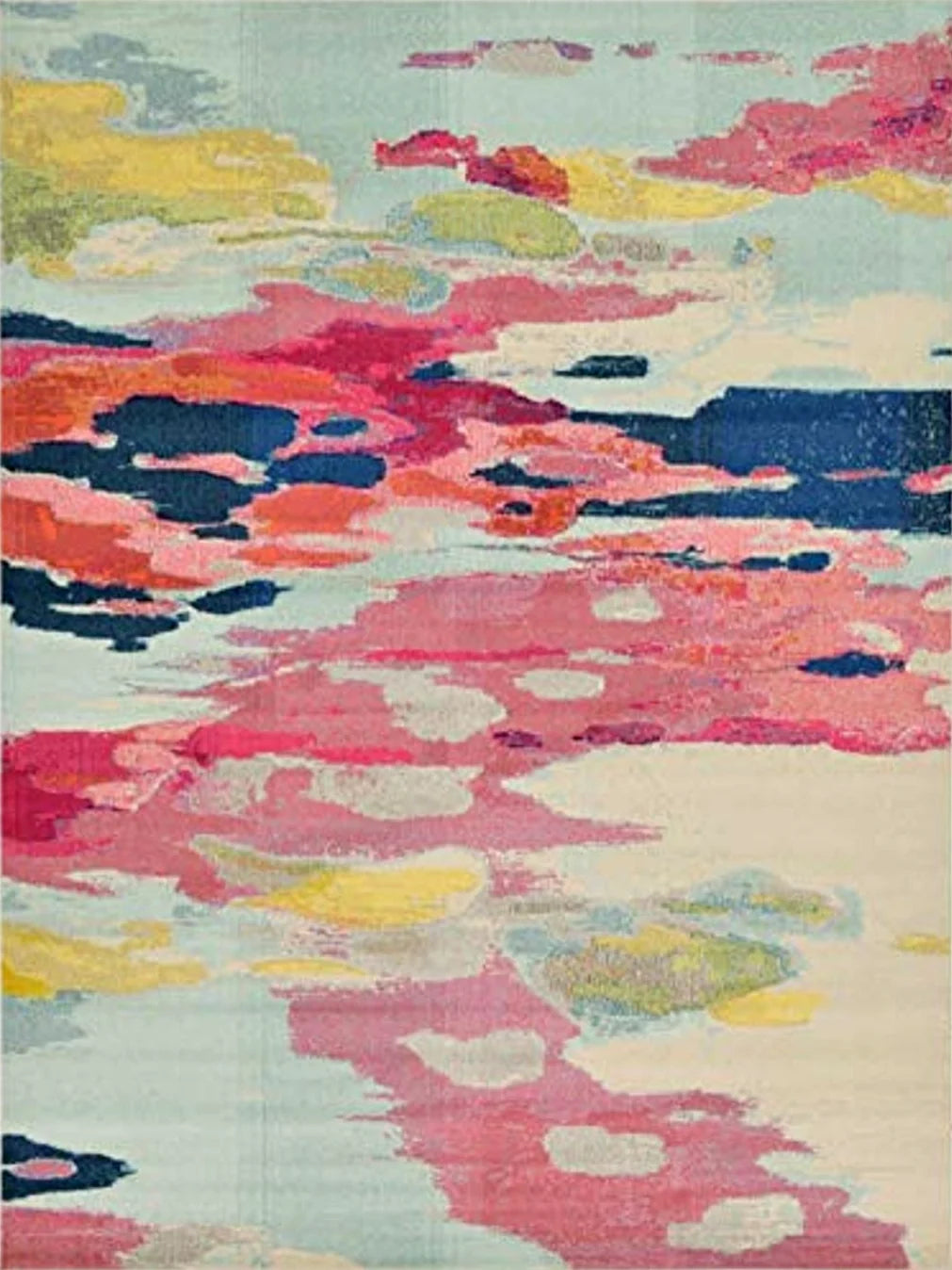 Unique Loom Estrella Collection Light Colors, Abstract, Modern, Vibrant Area Rug (9' 0 x 12' 0 Rectangular, Pink/Ivory) - 9′0″x12′0″