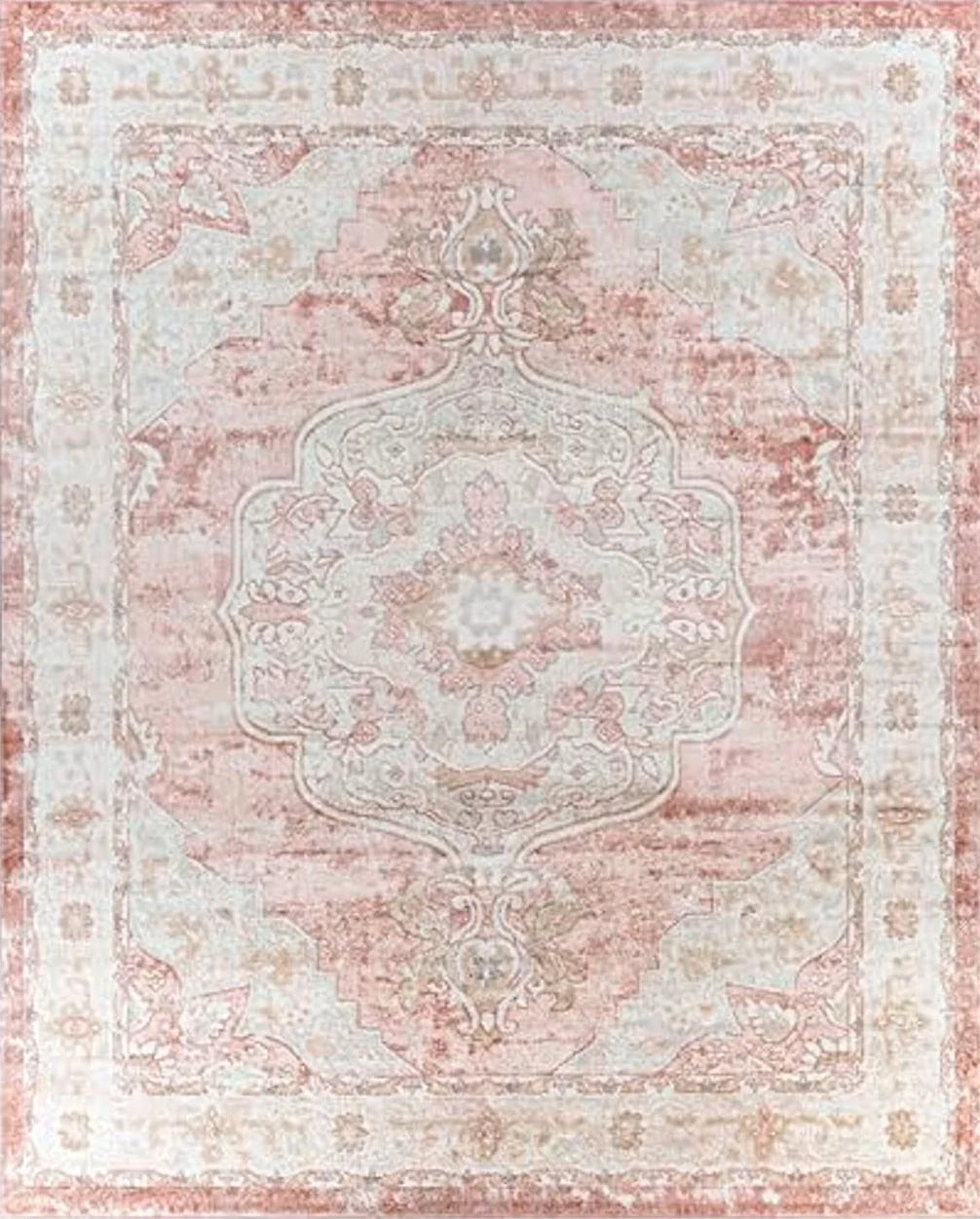 Livabliss Bilal Traditional Medallion Area Rug, 9'2" x 12', Rose - 9′2″x12′0″
