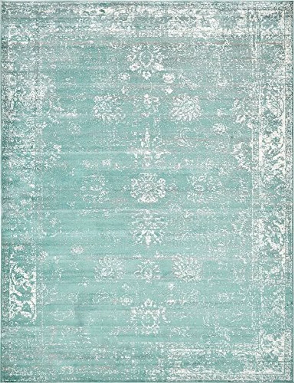 Unique Loom Sofia Collection Area Rug - Casino (9' x 12' Rectangle, Turquoise/ Ivory) - 9′0″x12′0″