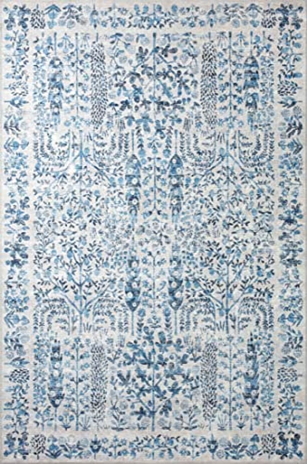 Loloi Rifle Paper Co. Maison Collection MAO-07 Blue 5'-0" x 7'-6", .19" Pile Height, Area Rug - 5′0″x7′6″