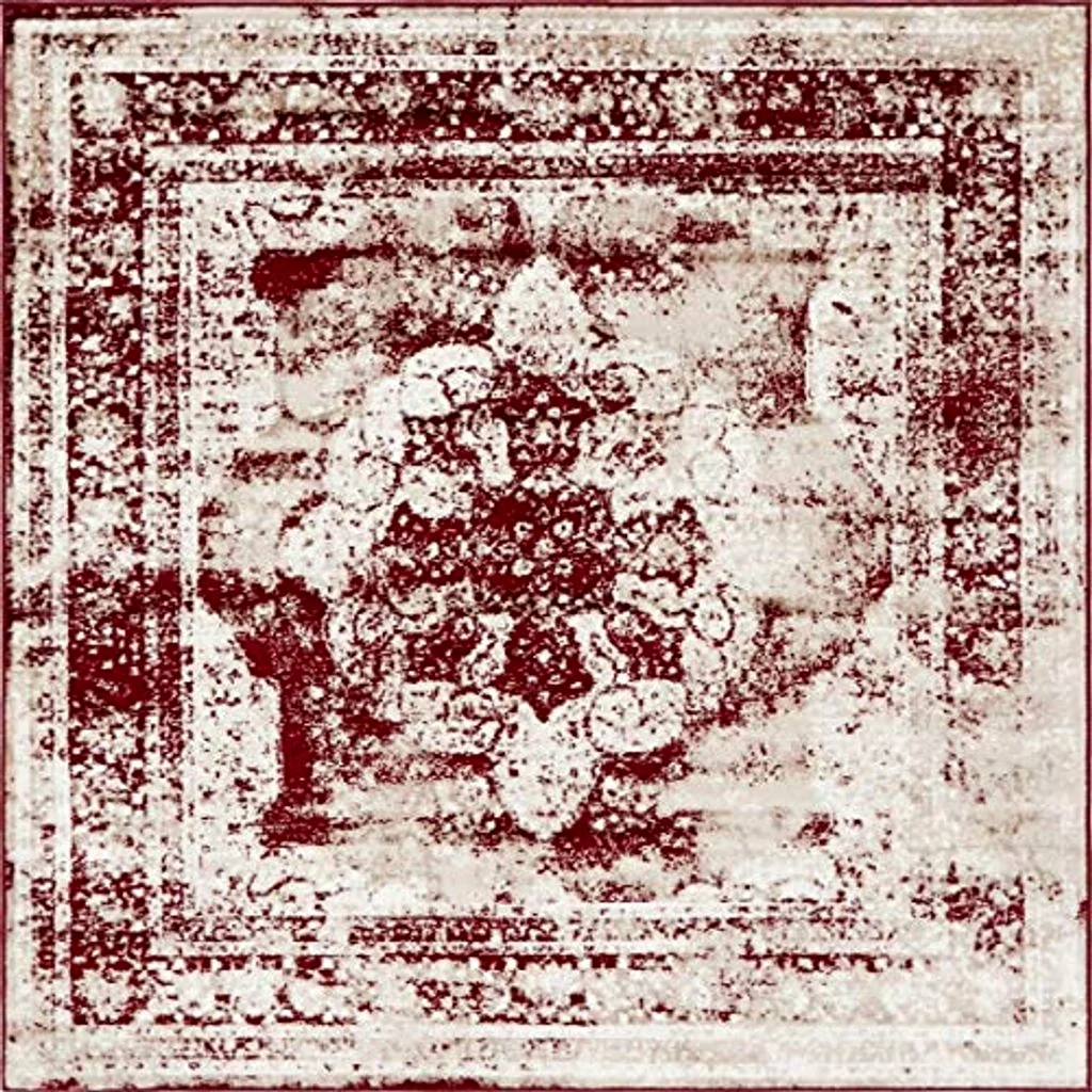 Unique Loom Sofia Collection Area Rug - Salle Garnier (6' 1" Square Burgundy/Ivory) - 6′1″x6′1″