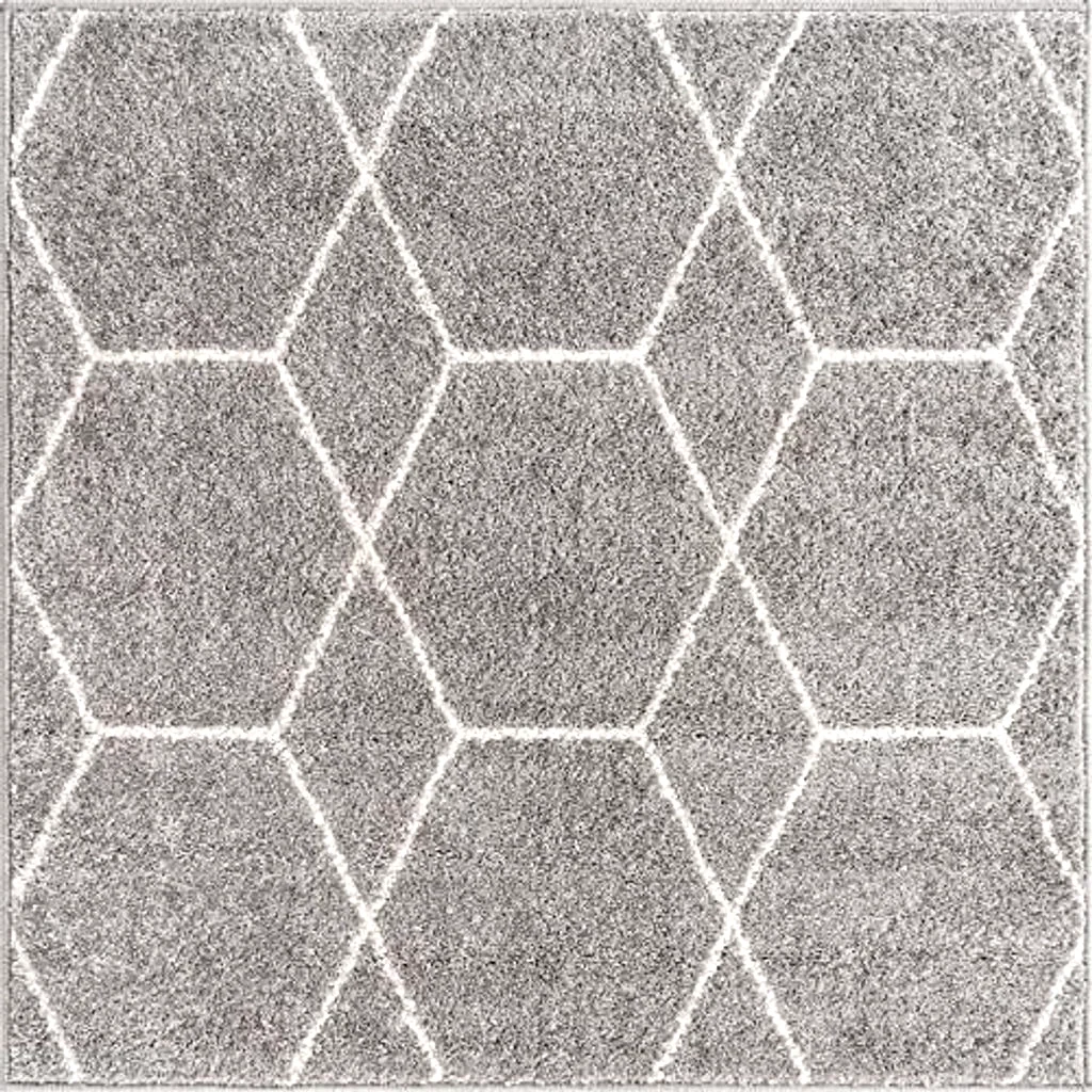 Unique Loom Trellis Frieze Collection Area Rug - Geometric (3' Square, Light Gray/ Ivory) - 3′1″x3′1″