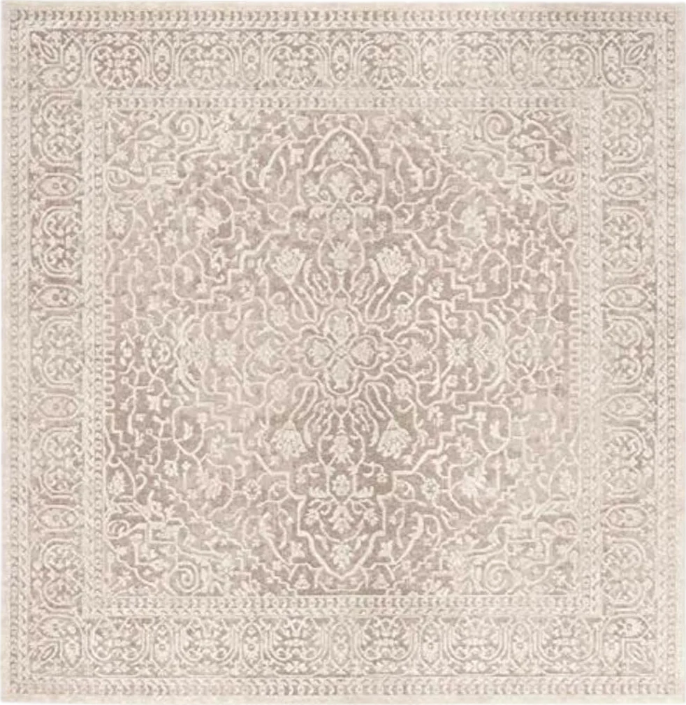 SAFAVIEH Reflection Collection 8' Square Beige/Cream RFT670A Boho Tribal Distressed Living Room Dining Bedroom Area Rug - 8′0″x8′0″