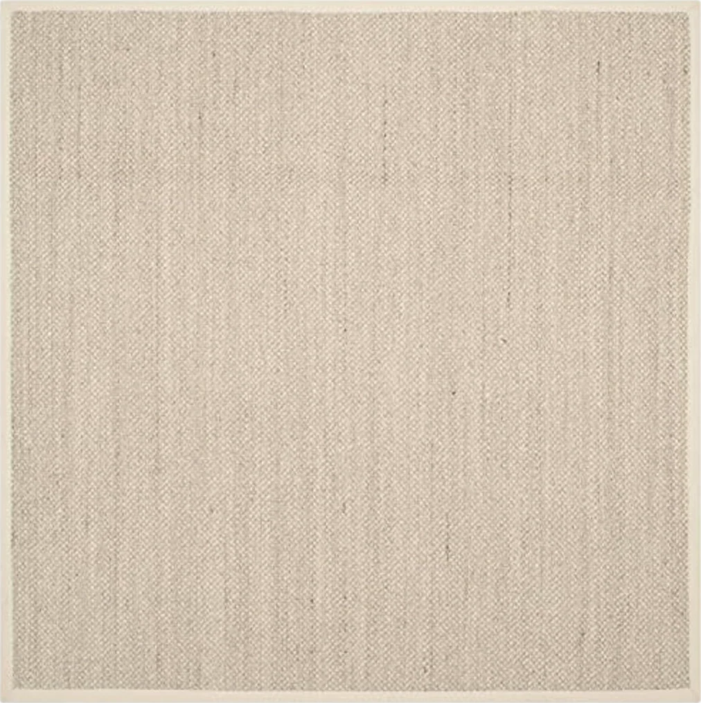 SAFAVIEH Natural Fiber Collection Area Rug - 8' Square, Marble & Beige, Border Sisal Design, Easy Care, Ideal for High Traffic Areas in Living Room, Bedroom (NF143C) - 8′0″x8′0″