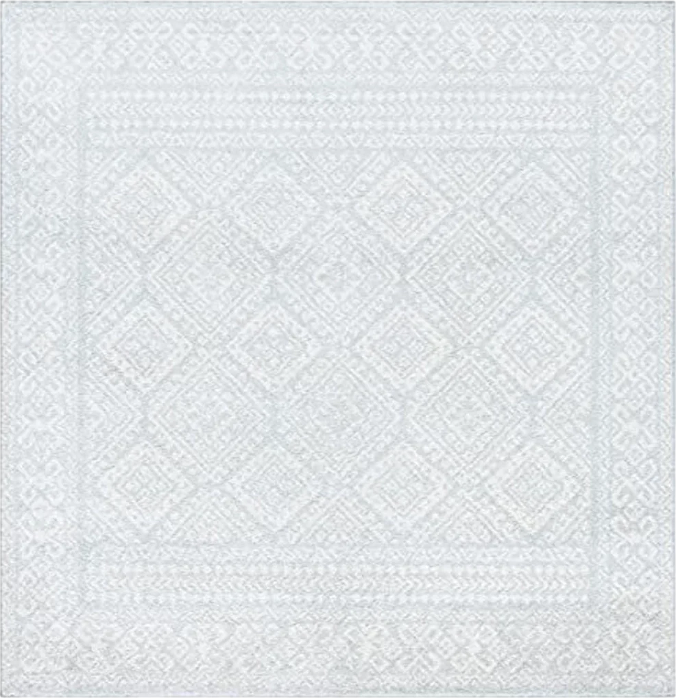 SAFAVIEH Tulum Collection 6'7" Square Light Grey/Ivory TUL264G Moroccan Boho Distressed Non-Shedding Living Room Bedroom Dining Home Office Area Rug - 6′8″x6′8″