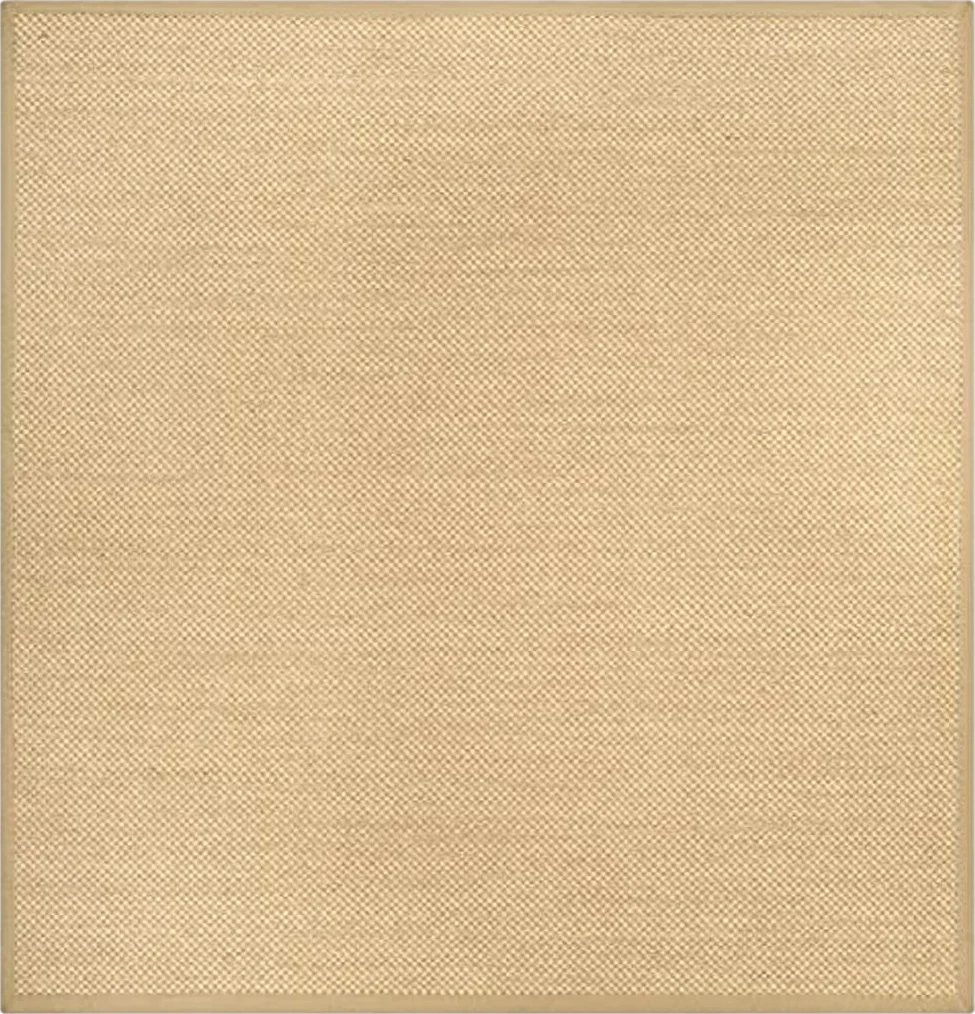 SAFAVIEH Natural Fiber Collection 6' Square Maize / Linen NF141B Border Sisal Area Rug - 6′0″x6′0″