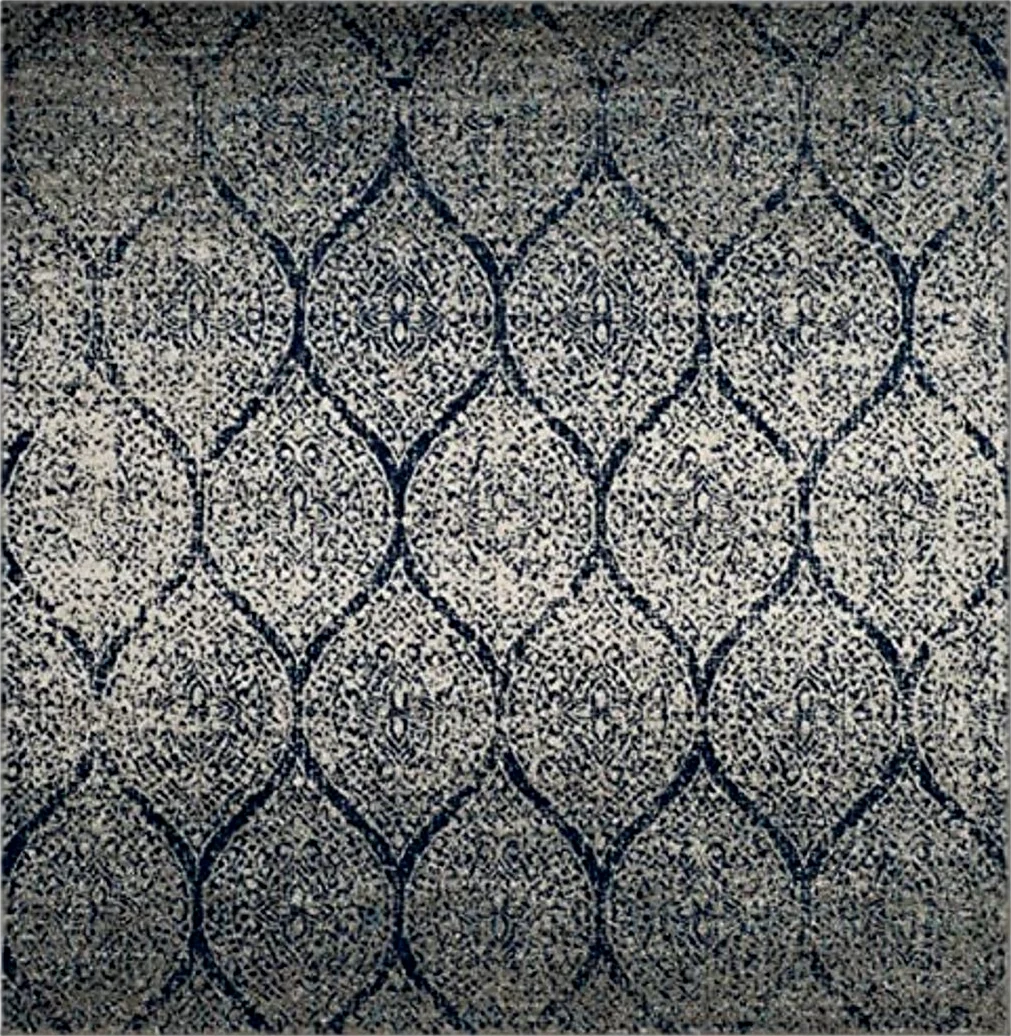 SAFAVIEH Madison Collection Area Rug - 10' Square, Navy & Silver, Glam Ogee Trellis Distressed Design, Non-Shedding & Easy Care, Ideal for High Traffic Areas in Living Room, Bedroom (MAD604G) - 10′0″x10′0″