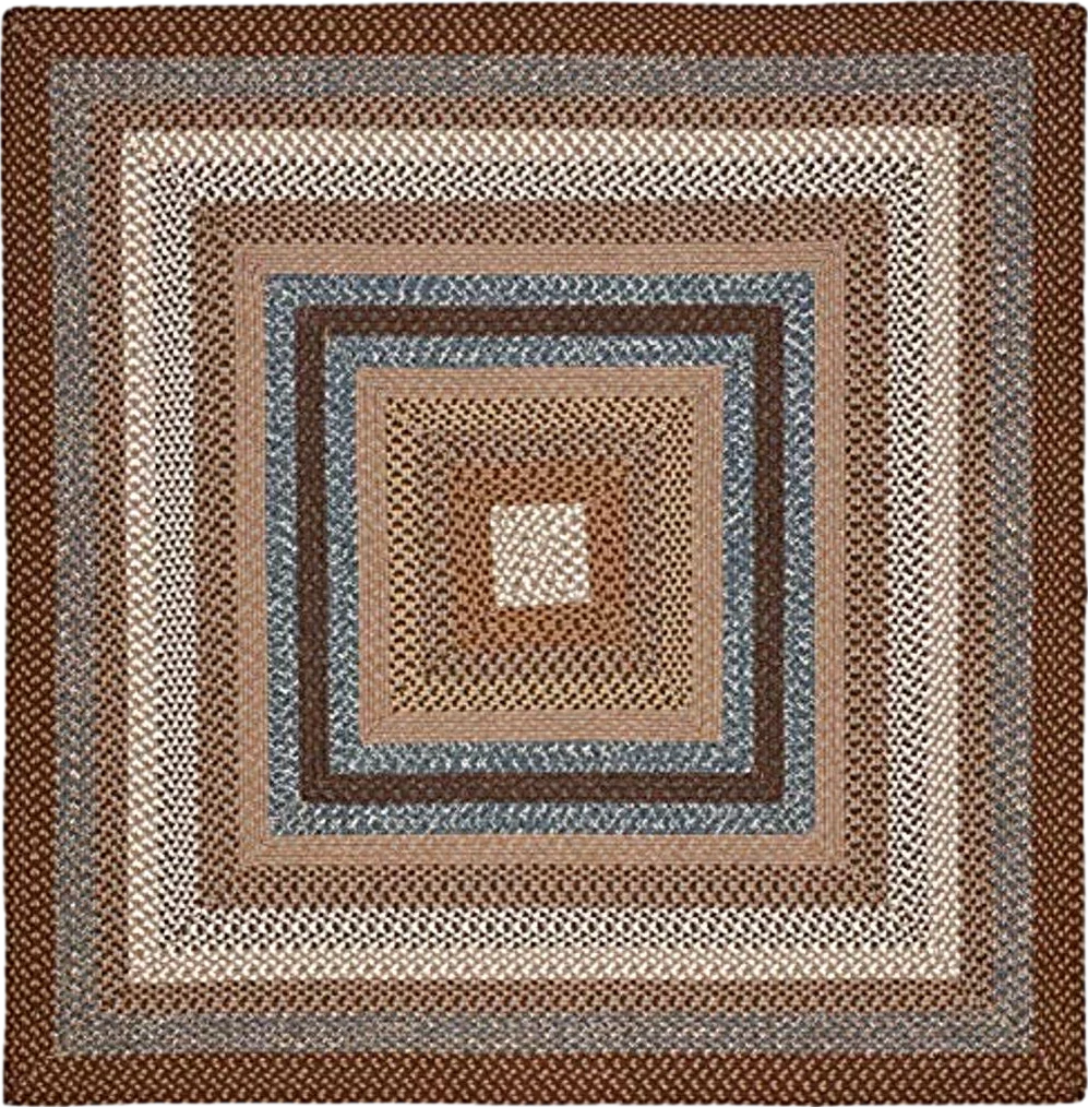 SAFAVIEH Braided Collection 6' Square Brown/Multi BRD313A Handmade Country Cottage Reversible Area Rug - 6′0″x6′0″