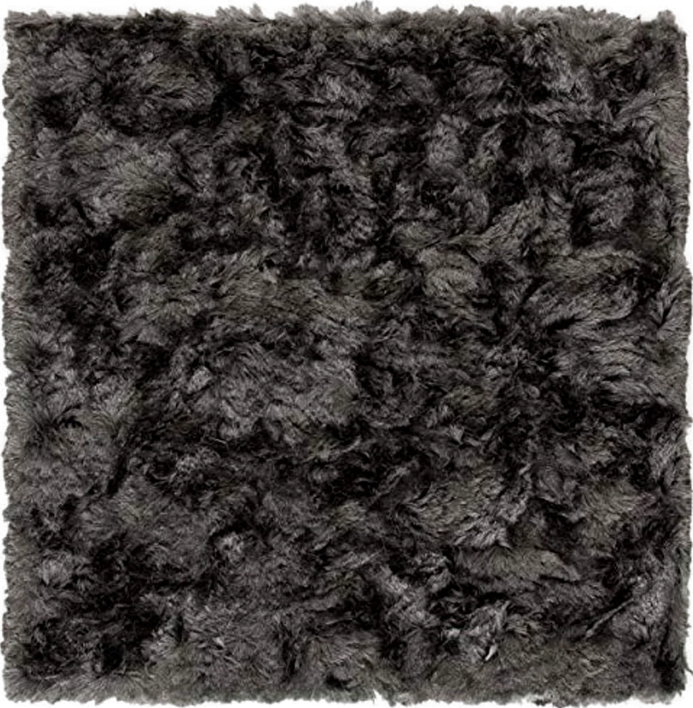 SAFAVIEH Paris Shag Collection 7' Square Titanium SG511 Handmade Silken Glam 2.5-inch Thick Area Rug - 7′0″x7′0″