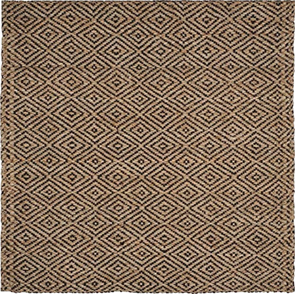SAFAVIEH Natural Fiber Collection 5' Square Black NF181C Handmade Premium Jute Area Rug - 5′0″x5′0″