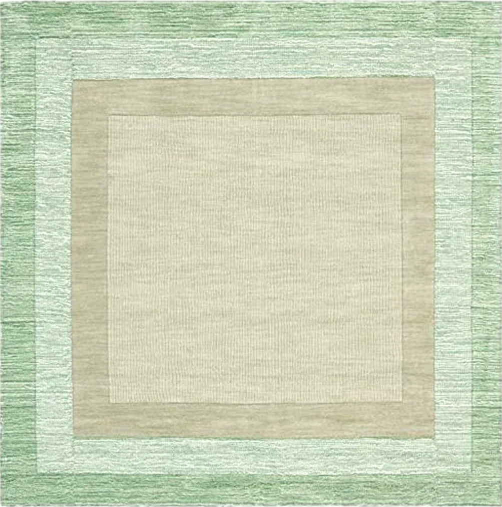 SAFAVIEH Impressions Collection 6' Square Green / Beige IM821D Handmade Premium Wool Area Rug - 6′0″x6′0″