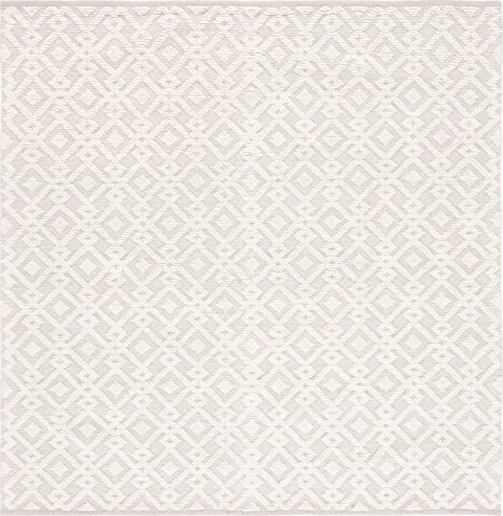 SAFAVIEH Vermont Collection Area Rug - 4' Square, Ivory, Handmade Wool & Cotton, Ideal for High Traffic Areas in Living Room, Bedroom (VRM102A) - 4′0″x4′0″