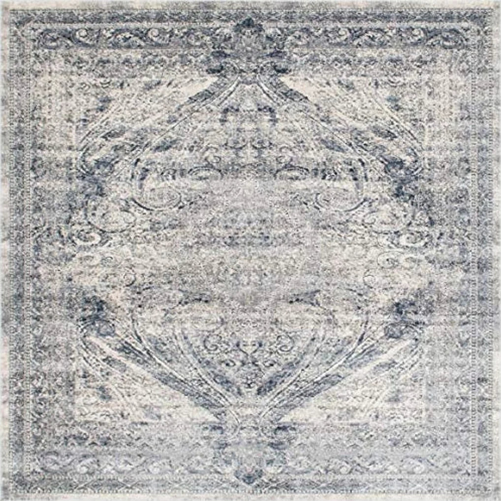 Unique Loom Chateau Collection Area Rug - Wilson (7' 1" Square, Dark Blue/ Gray) - 7′1″x7′1″