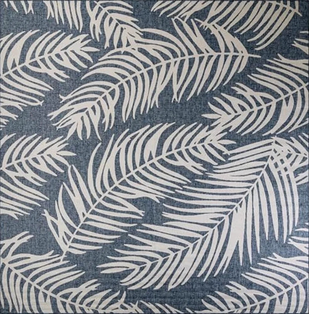 Unique Loom Outdoor Botanical Collection Area Rug - Palm (12' Square Blue/Navy Blue) - 12′0″x12′0″