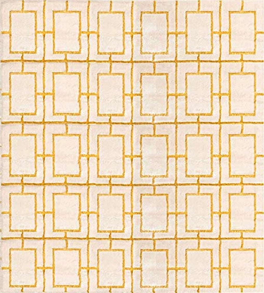 Marilyn Monroe Glam Collection Area Rug - Deco (7' 10" Square, White Gold/ Gold) - 7′10″x7′10″