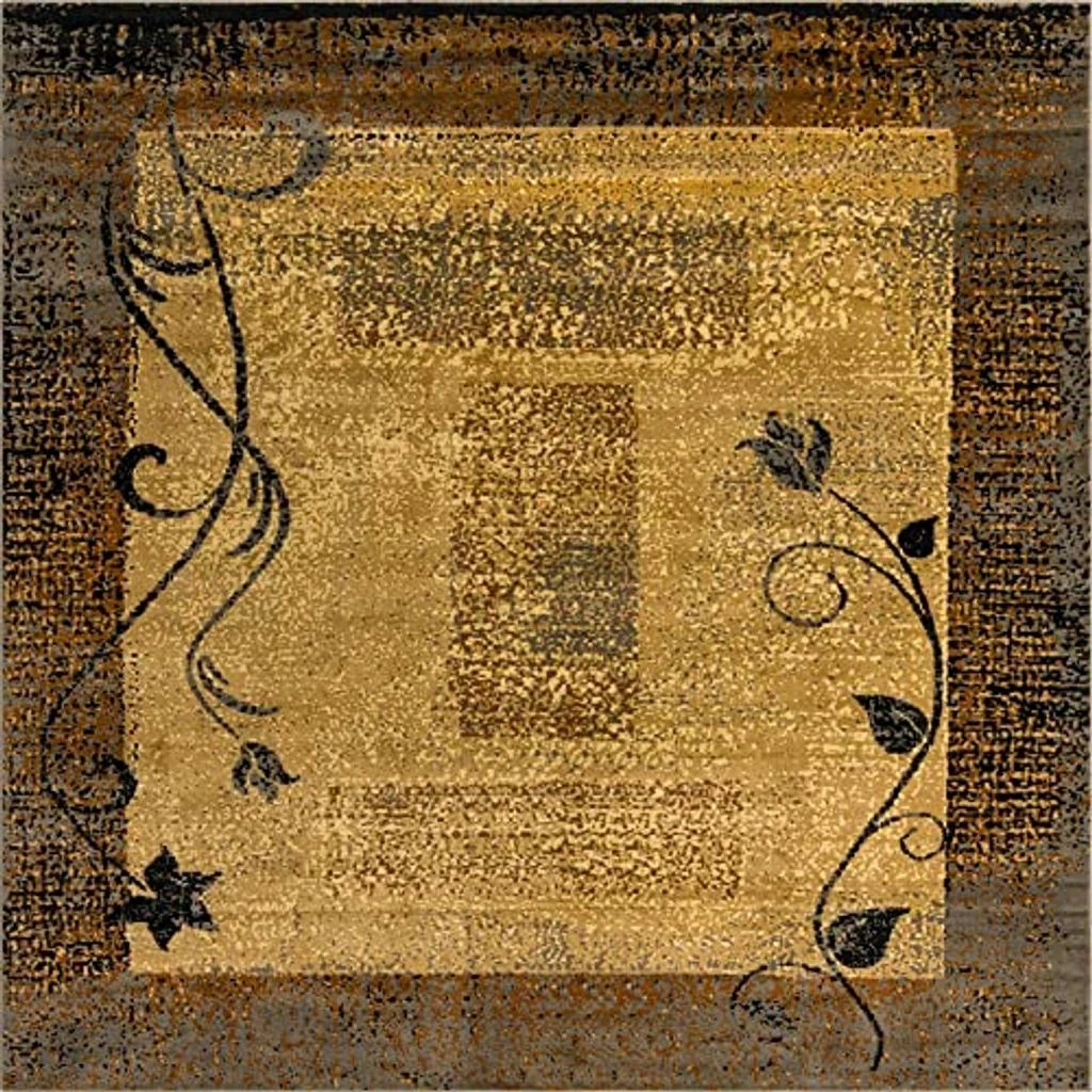 Unique Loom Barista Collection Area Rug - Excelsa (10' Square, Beige/Brown) - 10′0″x10′0″