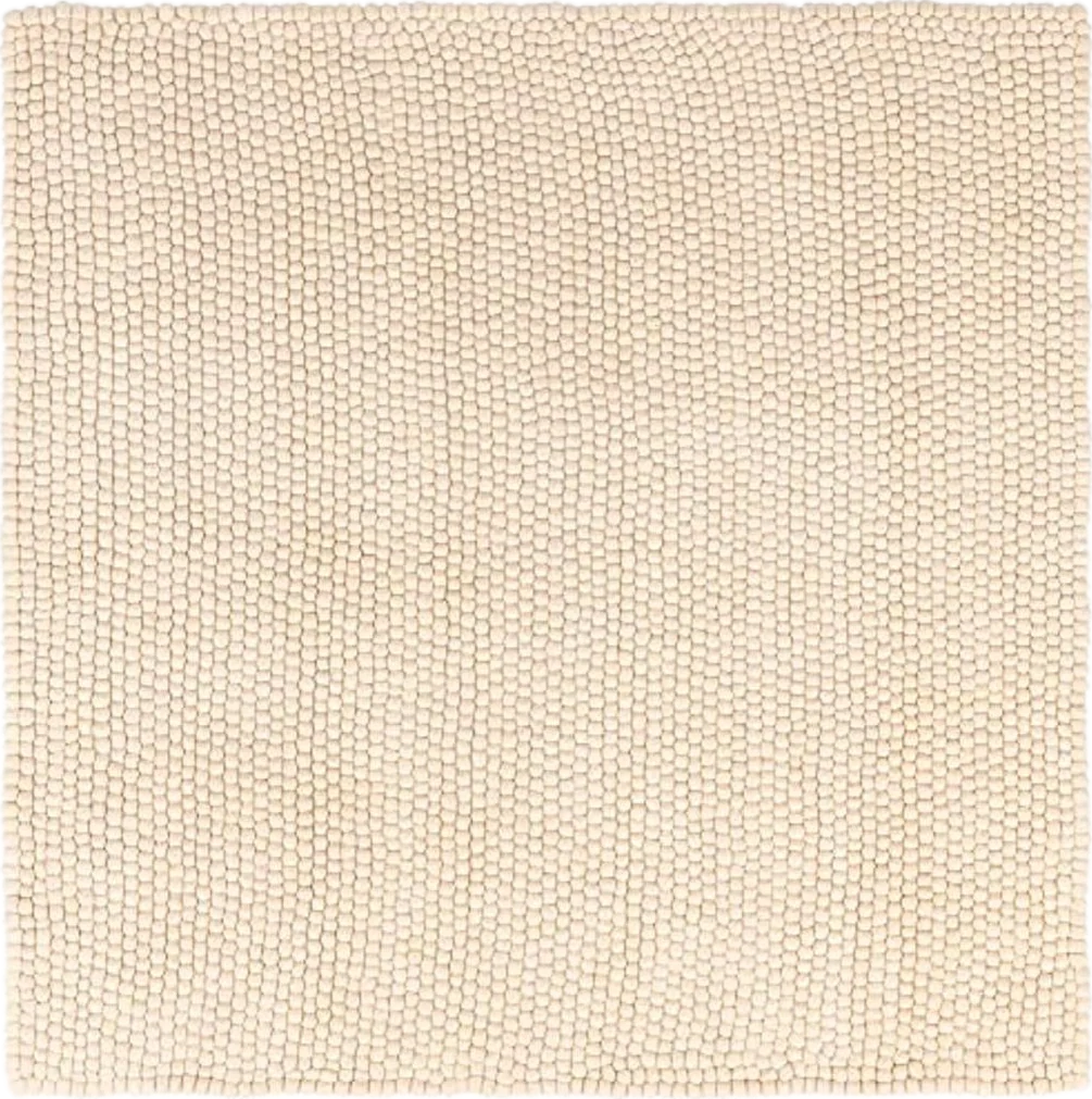 Unique Loom Felt Ball Collection Area Rug - Cloud (7' 10" Square, Ivory) - 7′10″x7′10″