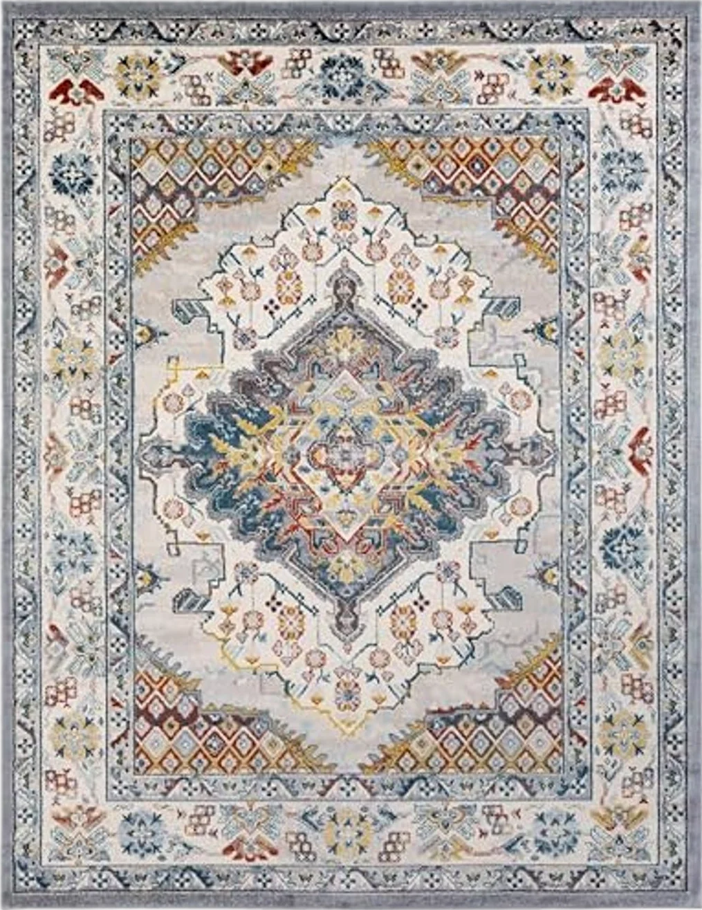 Mark&Day Area Rugs, 9x12 VAR Traditional Gray Area Rug, Grey Blue Taupe Carpet for Living Room, Bedroom or Kitchen (8'10" x 12') - 8′10″x12′0″