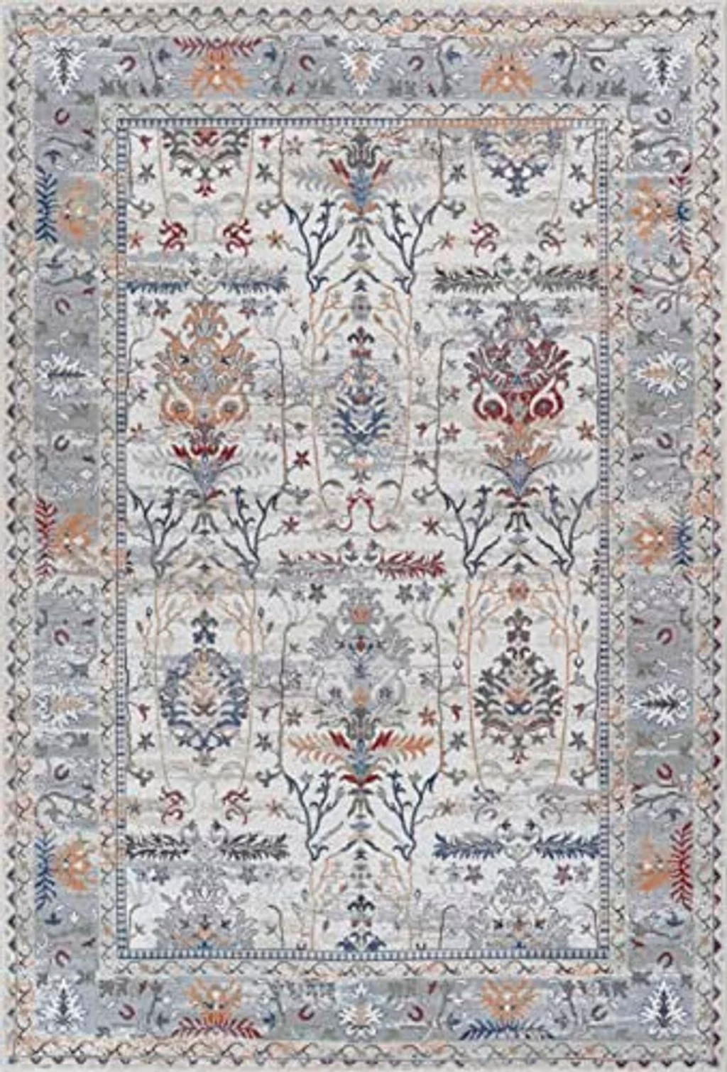 Adiva Rugs Machine Washable 9x12 Area Rug with Non Slip Backing for Living Room, Bedroom, Bathroom, Kitchen, Printed Vintage Home Decor, Floor Decoration Carpet Mat (Multi, 9' x 12') - 9′5″x12′0″