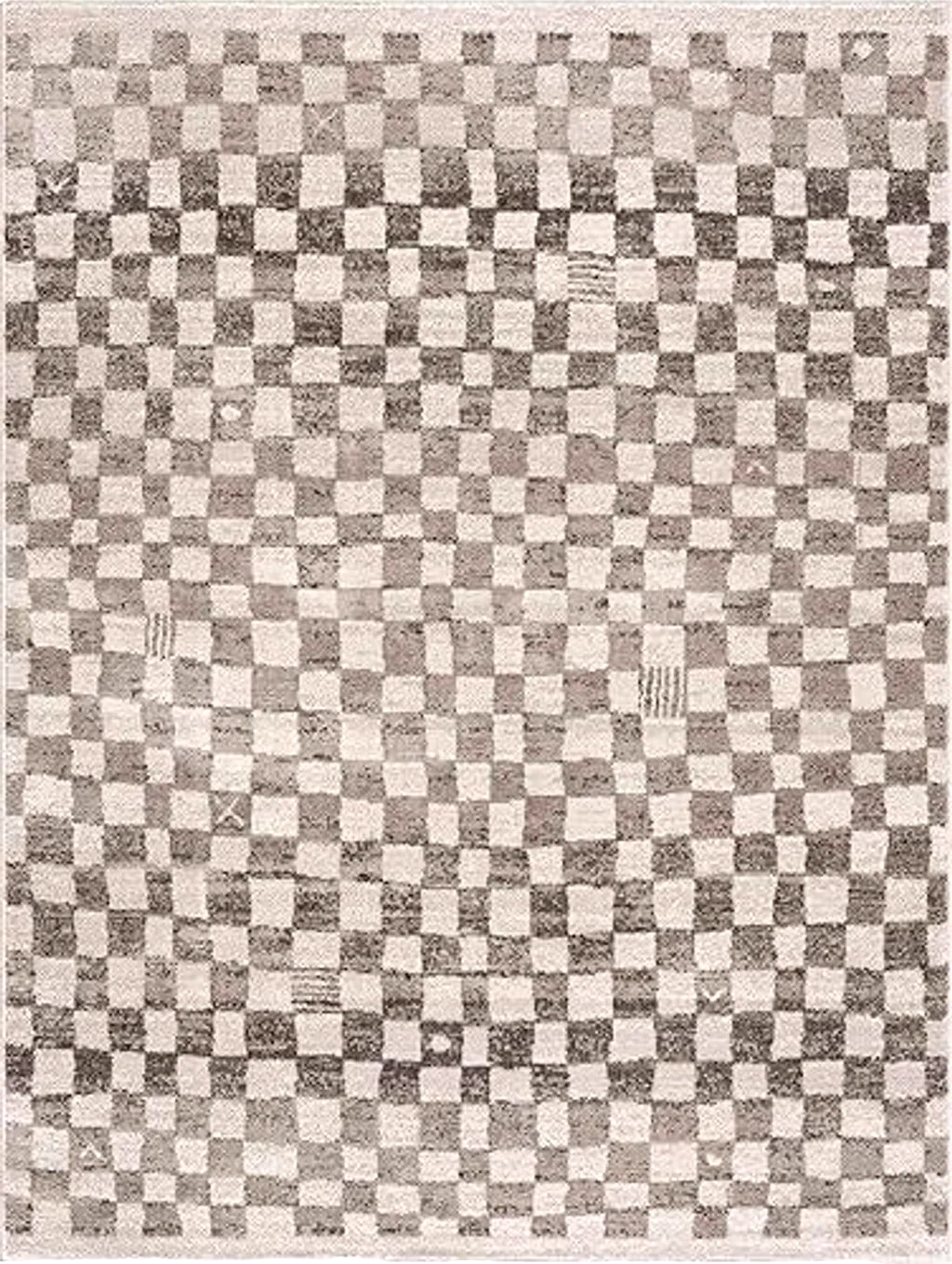 Hauteloom Pertek Modern Checkered Area Rug - Modern Geometric Carpet for Living Room, Kids Room, Nursery - Bohemian Boho Carpet - Brown, Beige, Cream - 7'10" x 10' - 7′10″x10′0″