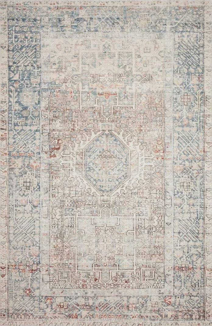 ‎Natural / Ocean ‎Traditional and Distressed Design Living Room ‎Area Rug - 7′6″x9′6″