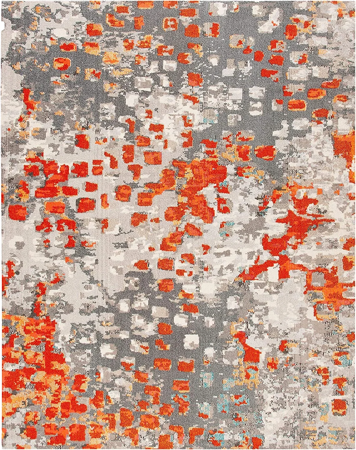 ‎Grey/Orange ‎Contemporary  ‎Living Room ‎Area Rug - 8′x10′